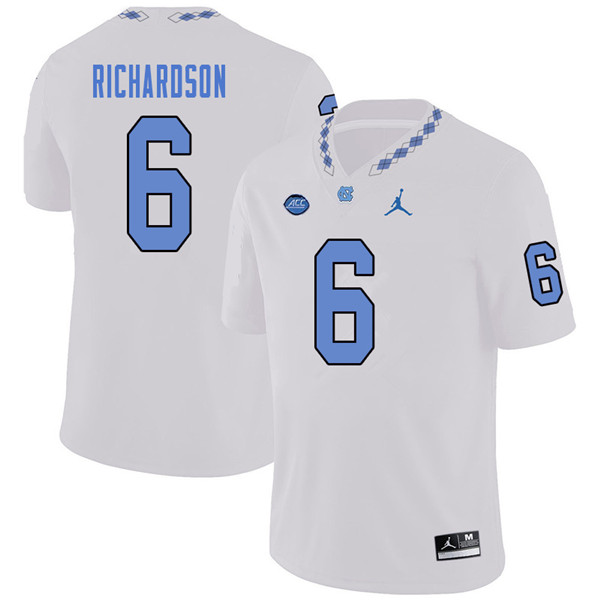 Jordan Brand Men #6 Bryson Richardson North Carolina Tar Heels College Football Jerseys Sale-White